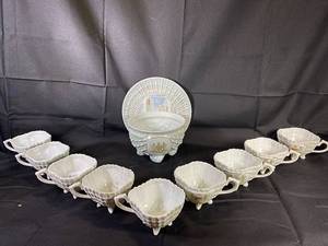 lot 29 image: Victoria - Czecho-Slovakia, Lustreware Czechoslovakian Tea set, Tea Service Shell Pattern Ocean Unique Lustre China Stamped Signed Antique