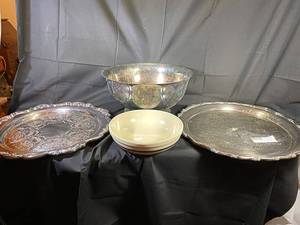 lot 62 image: Silver Bowl and Gorham silver serving Tray
