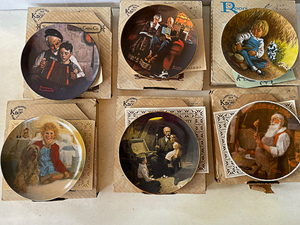 lot 55 image: Antique Plates, Annie and Sandy, Evening Ease, The Music Maker, Grandpas Treasure Chest, Santa in His Workshop, A Young Girls Dream