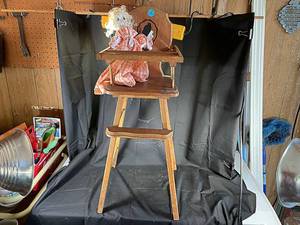 lot 80 image: Wooden High Chair and Doll