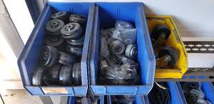 lot 87 image: Contents of Shelf - Lot of 26 3 x 1-14 Wheels (2 with Casters) and Bearings