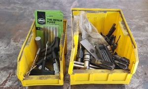 lot 122 image: 2 Bins of Taps and Miscellaneous Tools