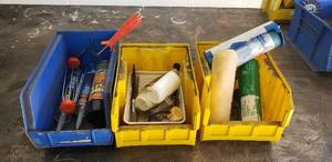 lot 124 image: 3 Bins of Paint Supplies and Caulk