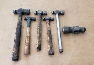 lot 177 image: Lot of 5 Ball Pein Hammers and 1 Snap-on BP248 Hammer Head