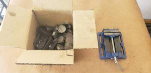 lot 207 image: Drill Press Clamp with Miscellaneous Steel Pieces