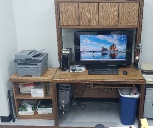 lot 220 image: Computer Desk w Hutch and Side Table (CONTENTS NOT INCLUDED)