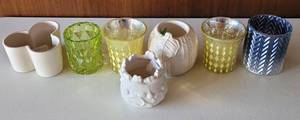 lot 45 image: LOT OF 7 UNUSED YANKEE CANDLE CO. CANDLE HOLDERS IN VARIOUS STYLES AND DESIGNS AS SHOWN. (SOLD 7X THE MONEY)