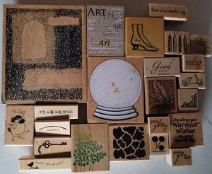 lot 139 image: LOT OF 24 RUBBER STAMPS IN VARIOUS SIZES AND DESIGNS AS SHOWN.
