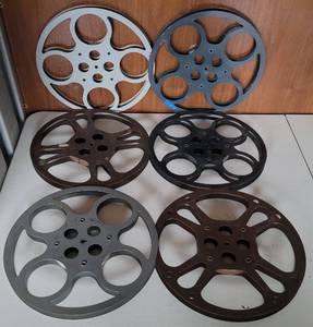 lot 161 image: LOT OF 6 VINTAGE METAL MOVIE REELS AS SHOWN. (SOLD 6X THE MONEY)
