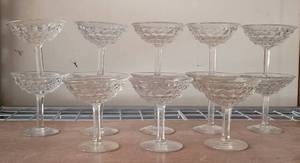 lot 203 image: LOT OF 13 FOOTED FOSTORIA STYLE DESSERT GLASSES AS SHOWN. (SOLD 13X THE MONEY)