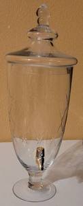 lot 98 image: LARGE 25 HIGH APOTHECARY STYLE GLASS BEVERAGE DISPENSER AS SHOWN.