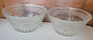 lot 224 image: LOT OF 2 GLASS SERVING BOWLS IN PATTERN SHOWN. (SOLD 2X THE MONEY)