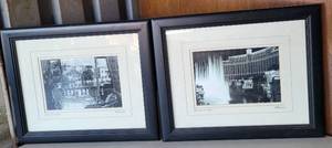 lot 234 image: SIGNED BELLAGIO AT NIGHT AND TABLE WITH A VIEW BLACK AND WHITE 11 X 14 PICTURES BY ARTIRST MARTIN ROBERTS AS SHOWN. (SOLD 2X THE MONEY)