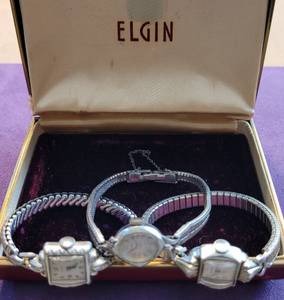 lot 268 image: LOT OF 3 VINTAGE ELGIN WRIST WATCHES INCLUDING 10K RGP BEZEL IN STYLES SHOWN. (SOLD 3X THE MONEY)