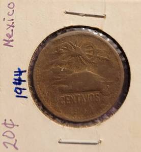 lot 289 image: 1944 MEXICAN 20 CENTAVOS COIN AS SHOWN.