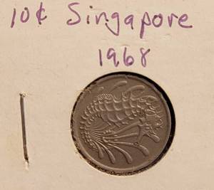 lot 291 image: 1968 SINGAPORE 10 CENTS COIN AS SHOWN.