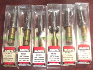 lot 85 image: Smith oxypropane cutting torch tips, MC40-1 and MC40-2, never used in original packs
