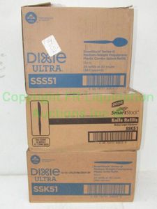 lot 76 image: Dixie plastic utensils, 3 boxes full