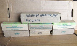 lot 7 image: Watts water hammer arrestor and Precision plumbing products pressure drop activated submittal trap primers