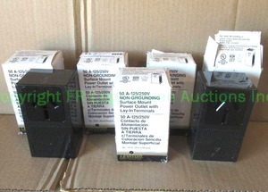 lot 14 image: Leviton 3 wire, 3 pole Non-grounding surface mount power outlets No. 5050, five total