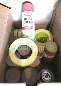lot 162 image: Krylon rust tough red primer and masking tape rolls as shown