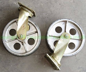 lot 357 image: Large Cast iron industrial cart wheels, never used