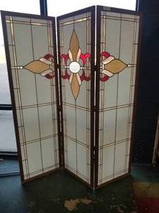 lot 1 image: Stained glass room divider