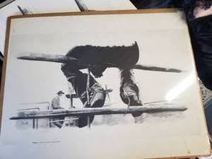 lot 41 image: Cowboy on fence print