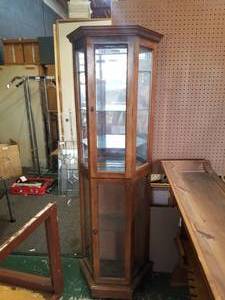 lot 42 image: Wood and glass curio display cabinet