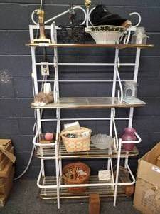 lot 57 image: Metal and Glass shelf with contents