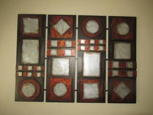 lot 25 image: BEAUTIFUL WROUGHT IRON AND TIN WALL DECOR 66 X 48 VERY HEAVY