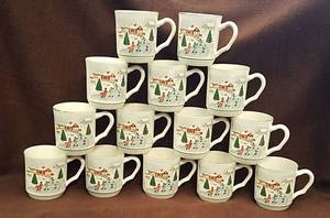 lot 230 image: 14 Matching Christmas-themed Coffee Mugs
