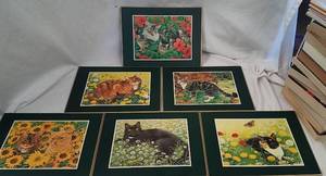 lot 232 image: 6 Cat-themed Cork Placemats