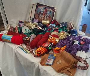 lot 239 image: Generous Quantity of Craft Ribbon &amp Crochet Yarn