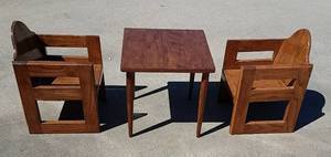 lot 254 image: Toddler-sized Wooden Table &amp Chairs
