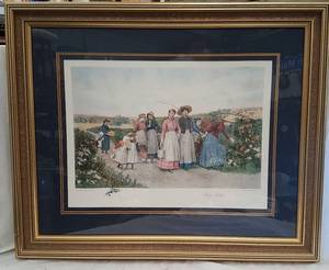 lot 337 image: Framed &amp Matted Print of &quotBerry Pickers&quot by Jeannie Brownscombe
