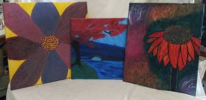 lot 376 image: 3 Paintings on Canvas