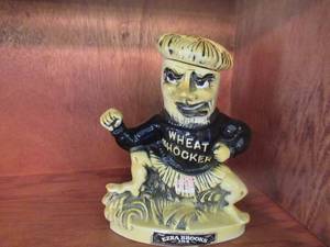 lot 70 image: RARE VINTAGE 1971 EZRA BROOKS KANSAS WICHITA STATE UNIVERSITY FOOTBALL WHEAT SHOCKERS WHISKEY DECANTER