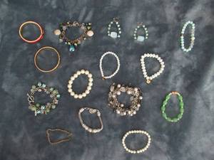 lot 119 image: OPAL BRACELET, OPAL EARINGS, JADE BRACELET, AND OTHER FASHION BRACELETS