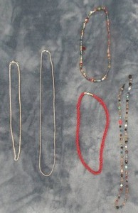 lot 120 image: GENUINE RED CORAL NECLACE AND 4 COSTUME JEWELRY NECKLACES