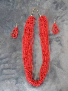 lot 139 image: CORAL NECKALCE 33 AND MATCHING EARINGS BOUGHT IN EARLY 1970S