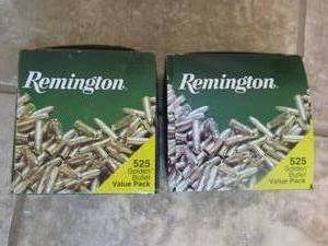 lot 149 image: REMMINGTON .22 LONG RIFLE BRASS PLATED HOLLOW POINT AMMO ROUNDS