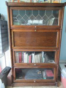 lot 167 image: VINTAGE WALNUT SECRETARY WITH 3 GLASS PARTITIONS AND FOLD DOWN WRITING TABLE 36 X 12 X 59 CONTENTS NOT INCLUDED