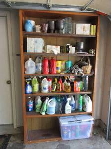lot 219 image: SOLID WOOD ADJUSTABLE STORAGE SHELF 49 X 12 X 86. CONTENTS NOT INCLUDED