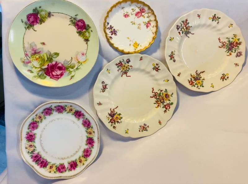 lot 54 image: Two Vintage Royal Doulton Old Leeds Spray Saladdessert plates Mignon Z S & Co Bavaria Dessert Plate JP and Son Plate PM Bavaria Plate