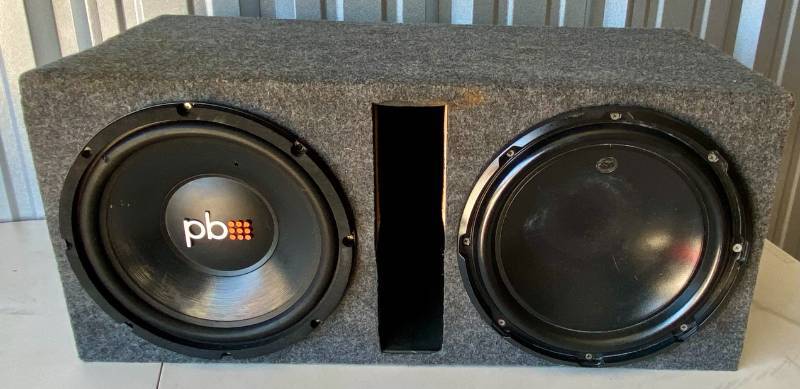 lot 112 image: Power Base Speakers in Wooden Box