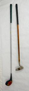 lot 23 image: Vintage Wooden Shaft Putter by OTEY III #1 Driver by Dunlop (Right Handed)