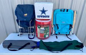 lot 68 image: Camping Gear - Cowboys Cooler, Sleeping Bag, 3 Chairs and backpack