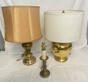 lot 178 image: 3 Brass Lamps