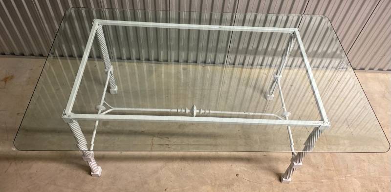 lot 150 image: Wrought Iron Table with Glass top